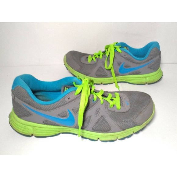 Nike Revolution 2 Mens Size 11 Gray Blue Green  554952-Running Shoes Preowned - Picture 3 of 7